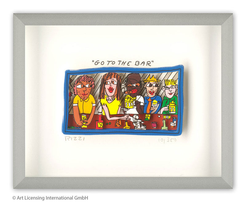 james-rizzi-go-to-the-bar-gerahmt-kunst-3d james-rizzi-go-to-the-bar-gerahmt-kunst-3d