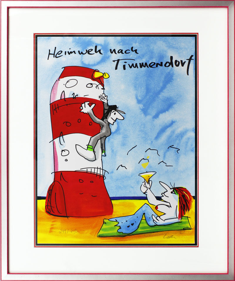 udo-lindenberg-heimweh-nach-timmendorf-gerahmt-silber-rot Udo Lindenberg HEIMWEH NACH TIMMENDORF - Original Grafik