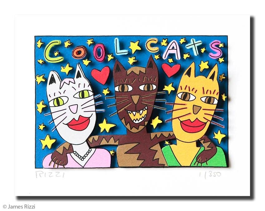 james-rizzi-cool-cats-ungerahmt-kunst-3d james-rizzi-cool-cats-ungerahmt-kunst-3d