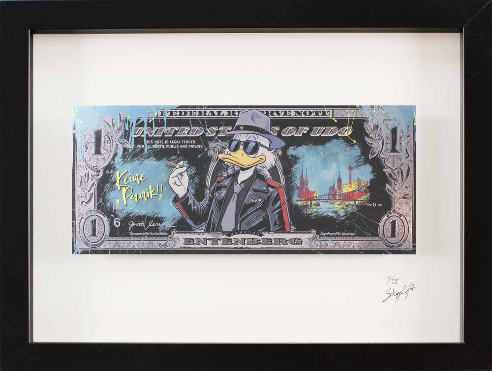 1 SKYYLOFT - Udo Lindenberg Dollar - Bild mit Museumsglas und Bilderrahmen 