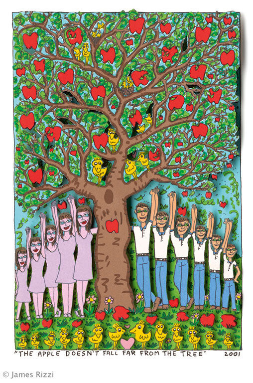 james-rizzi-the-apple-doesnt-fall-far-from-the-tree-ungerahmt-kunst-3d james-rizzi-the-apple-doesnt-fall-far-from-the-tree-ungerahmt-kunst-3d
