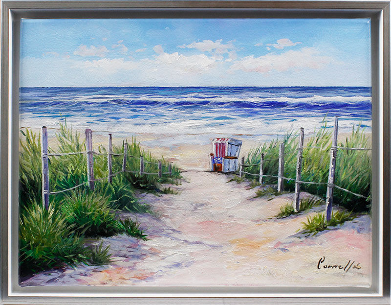 joan-puerto-cornella-nordseeduenen-gerahmt JOAN PUERTO CORNELLA - NORDSEEDÜNEN - Originalgemälde