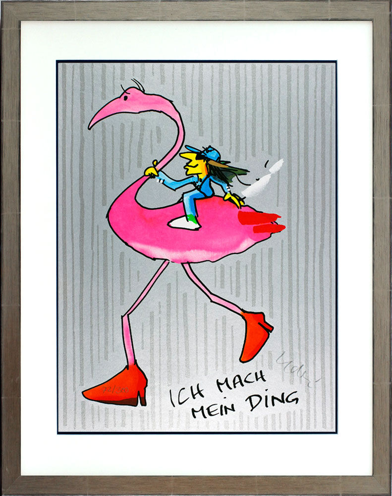 Lindenberg-flamingo-echtsilber-imitat-gereahmt