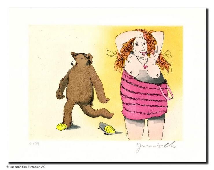 janosch-frau-mit-baer-ungerahmt-kunst-radierung