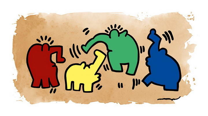 otto-waalkes-hommage-an-keith-haring-ungerahmt-pop-art-ottifant otto-waalkes-hommage-an-keith-haring-pop-art-ottifant