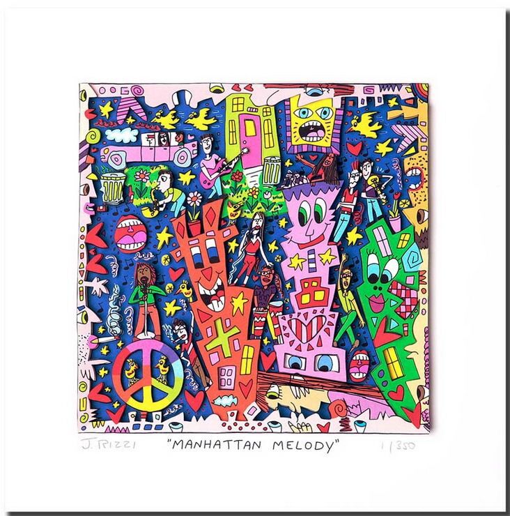 james-rizzi-manhattan-melody-ungerahmt-kunst-3d james-rizzi-manhattan-melody-ungerahmt-kunst-3d
