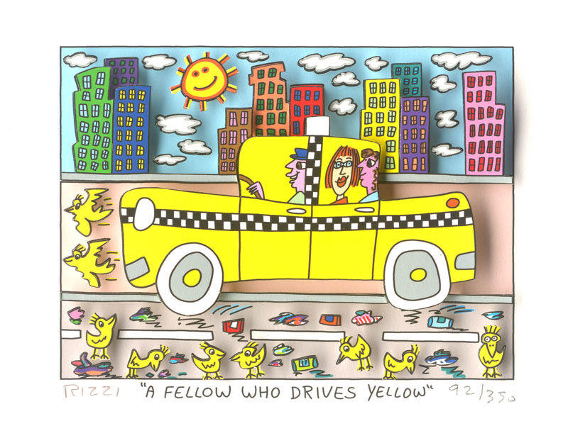 james-rizzi-a-fellow-who-drives-yellow-ungerahmt-kunst-3d