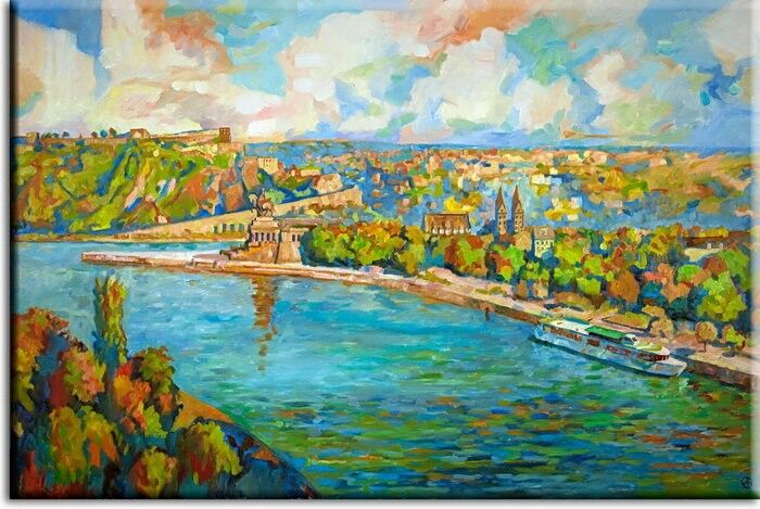 Koblenz Bild Expressionistisch  A. Baecker - Leinwandbild Koblenz expressionistisch