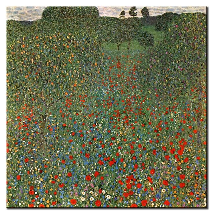 Gustav Klimt Bilder - Mohnfeld-20 x 20 cm