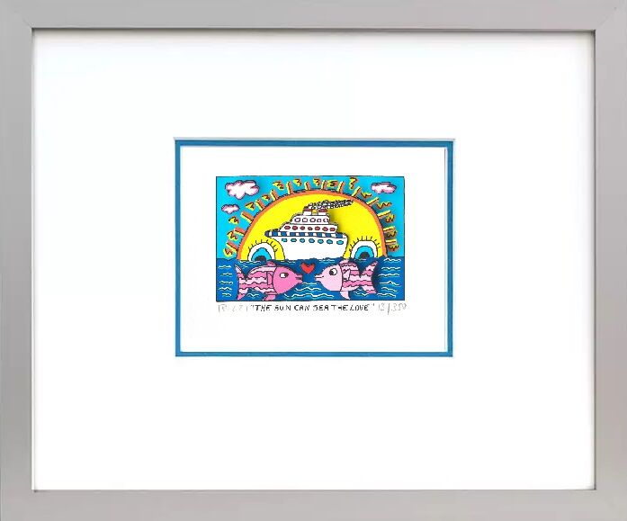 James Rizzi - The sun can sea the love  - Original 3D Bild drucksigniert 