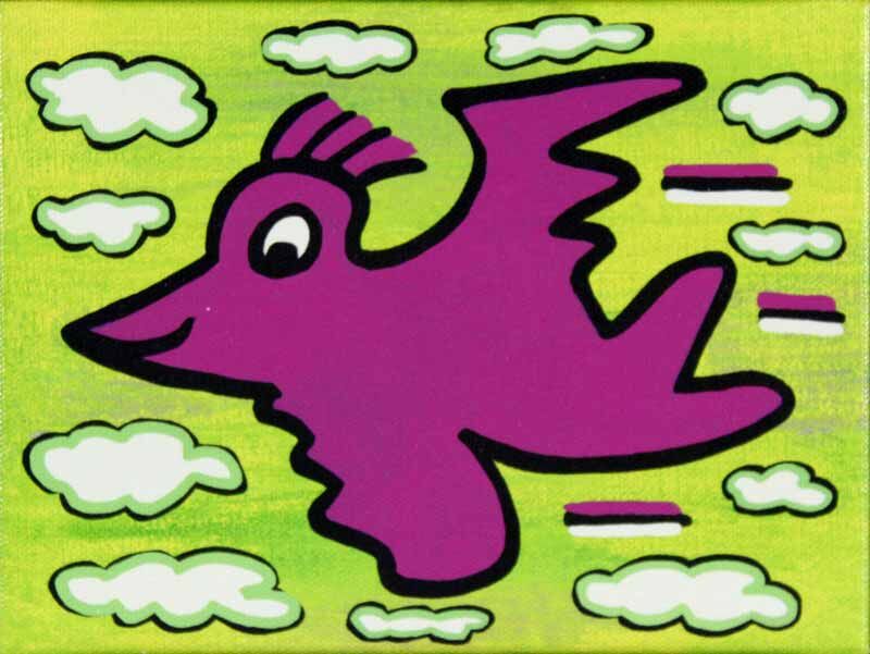 James Rizzi BIRD - PURPLE ON GREEN - 2D-Pigmentdruck James Rizzi BIRD - PURPLE ON GREEN - 2D-Pigmentdruck