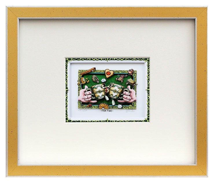 Branko TEA TIME gerahmt Branko - TEA TIME - Original 3D Bild handsigniert