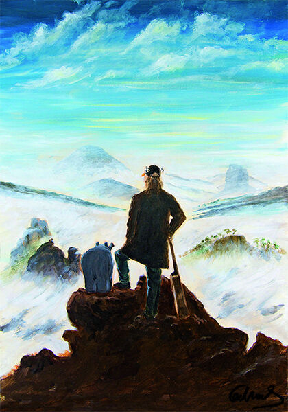 otto-waalkes-zwei-wanderer-über-dem-nebelmeer-ungerahmt-caspar-david-friedrich-ottifant