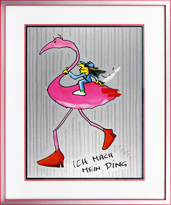 Udo-Lindenberg-flamingo-silber-silber-rot-gerahmt