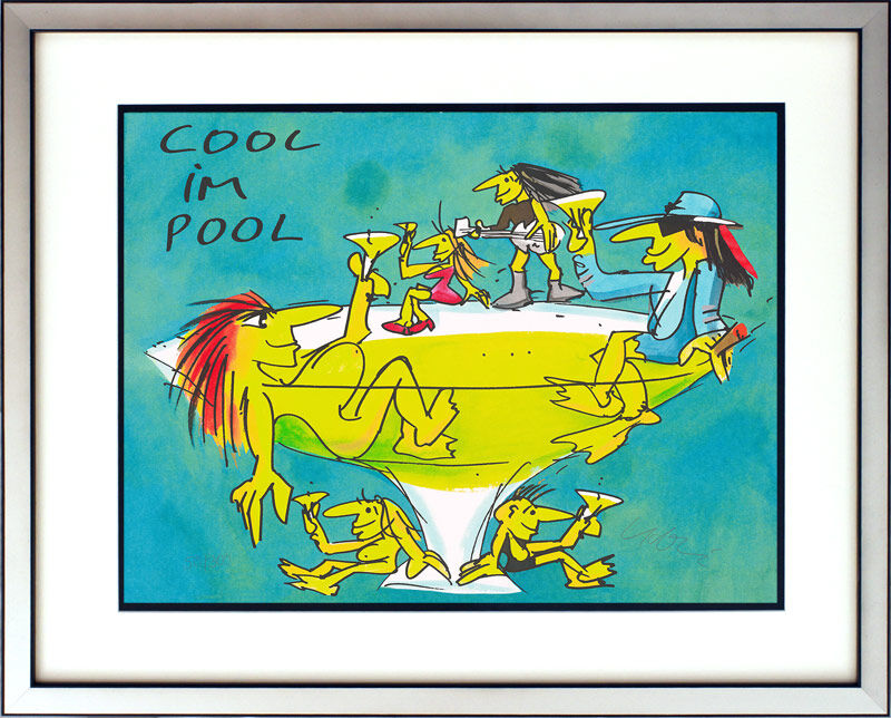 Udo LINDENBERG COOL im POOL Version 2023 - original Grafik handsigniert