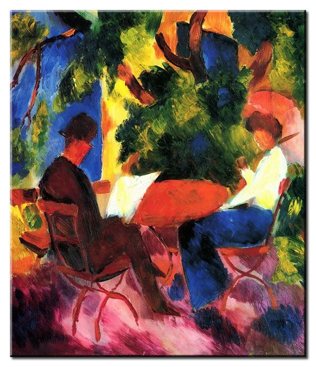 Leinwandbild August Macke - Paar am Gartentisch August Macke Bilder - Paar am Gartentisch