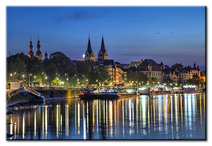 Koblenz - Mosel City Lights - als Leinwandbild-100 x 150 cm