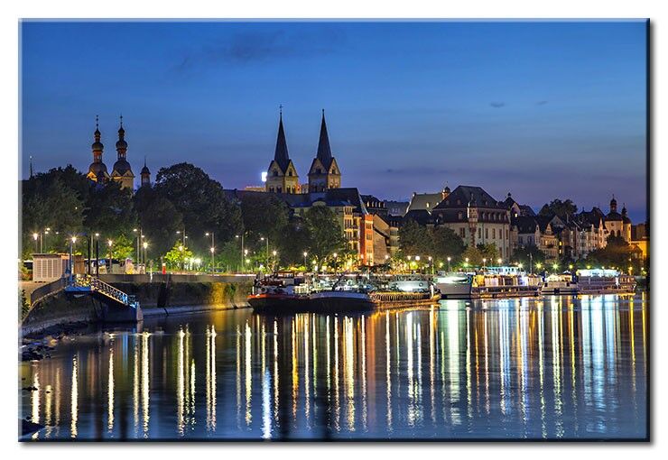 Mosel City Lighty Koblenz Leinwandbild Koblenz - Mosel City Lights - Leinwandbild