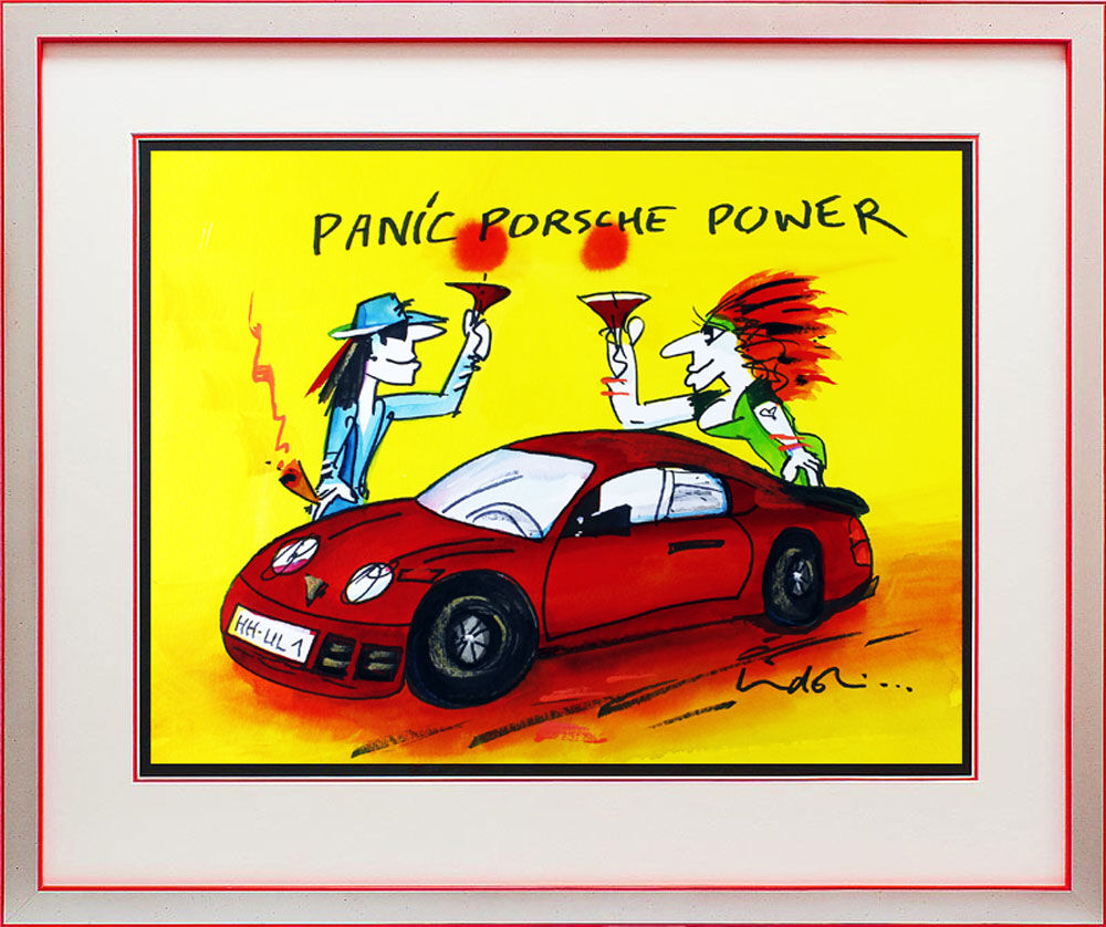 Udo Lindenberg UNIKAT - Panic Porsche Power - ROT - handgemaltes Aquarell  Udo Lindenberg UNIKAT - Panic Porsche Power - ROT - handgemaltes Aquarell