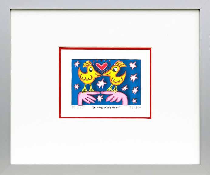 james-rizzi-birds-kissingrot-gerahmt