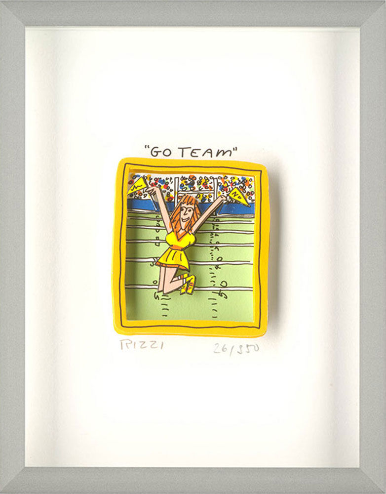 James Rizzi - GO TEAM - Original 3D Bild drucksigniert
