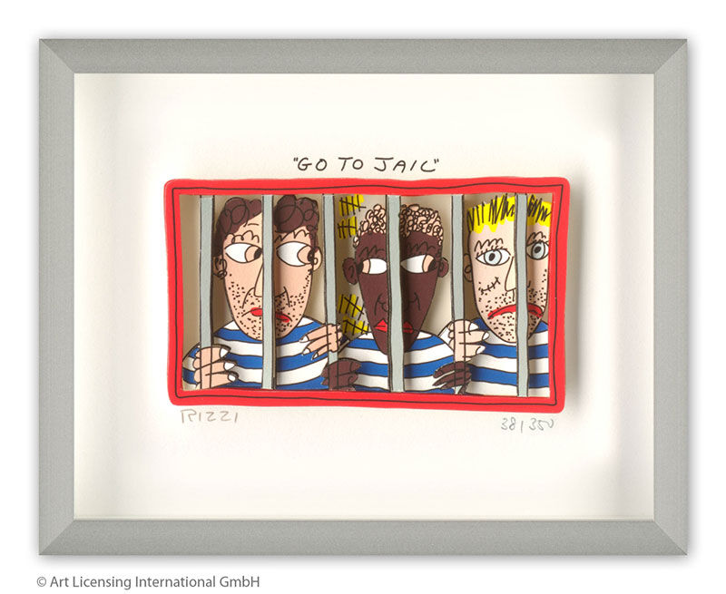 james-rizzi-go-to-jail-gerahmt-kunst-3d james-rizzi-go-to-jail-gerahmt-kunst-3d
