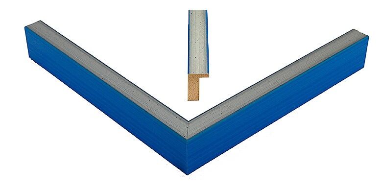 Vorschaubild einer Bilderrahmenleiste mit blauer und grauer Oberfläche, die eine V-Form bildet.
