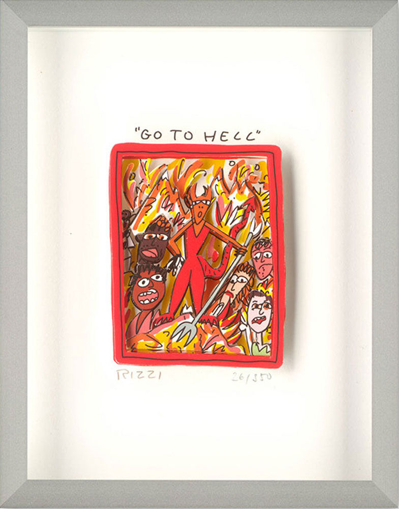 James Rizzi - GO TO HELL - Original 3D Bild drucksigniert