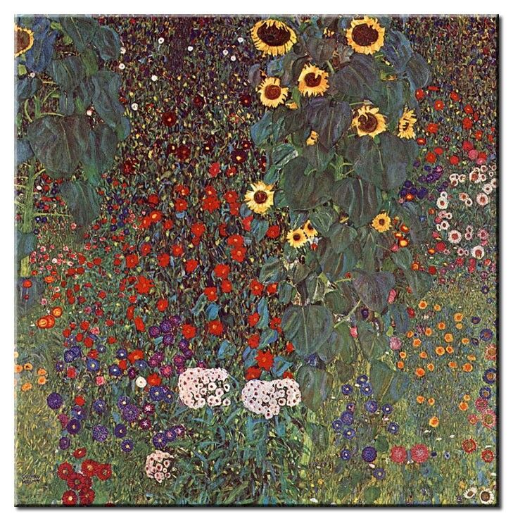 Leinwandbild Gustav Klimt - Garten mit Sonnenblumen