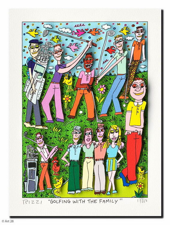 james-rizzi-golfing-with-the-family-ungerahmt-kunst-3d james-rizzi-golfing-with-the-family-ungerahmt-kunst-3d
