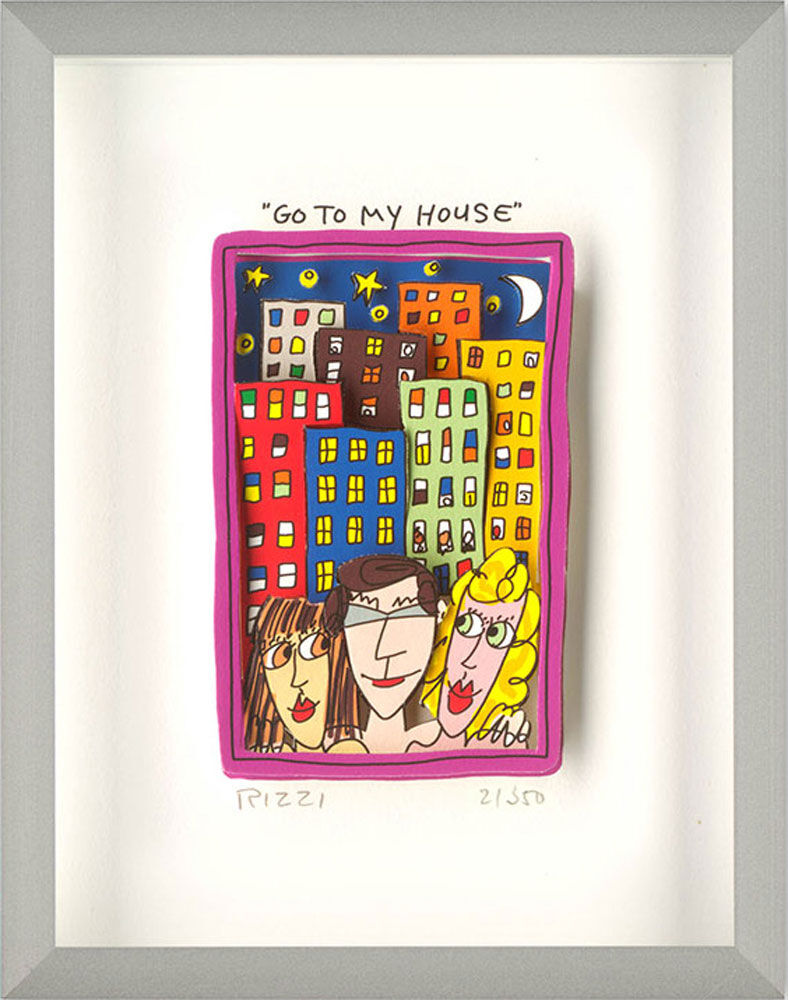 James Rizzi - GO TO MY HOUSE - Original 3D Bild drucksigniert