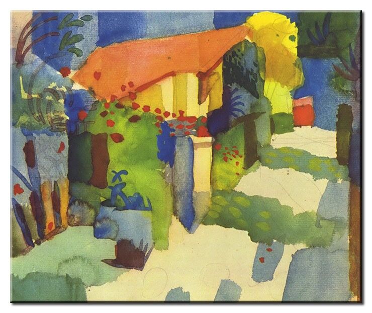 Leinwandbild August Macke - Haus im Garten August Macke Bilder - Haus im Garten-20 x 24cm