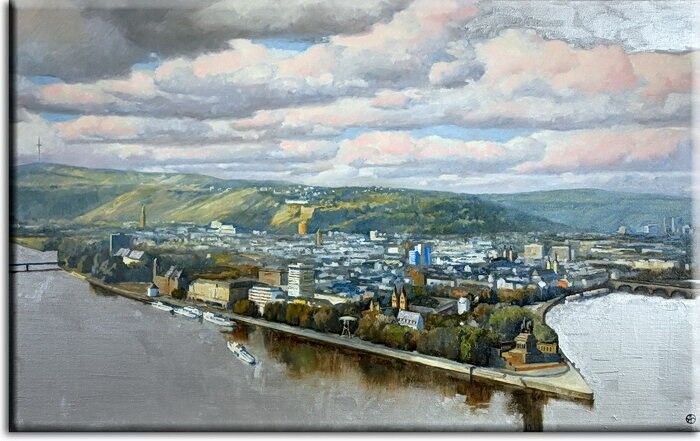 Koblenz Bild  Deutsches Eck Gemälde Koblenz Bild - Deutsches Eck Leinwandbild von A. Baecker