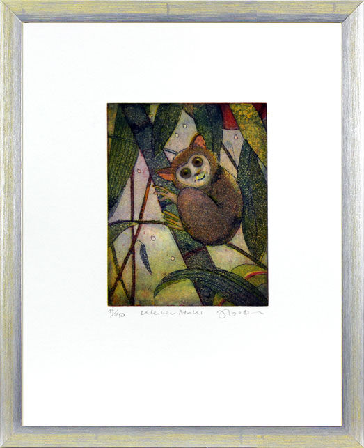 jutta-votteler-kleiner-maki-gerahmt-kunst-farbradierung jutta-votteler-kleiner-maki-gerahmt-kunst-farbradierung