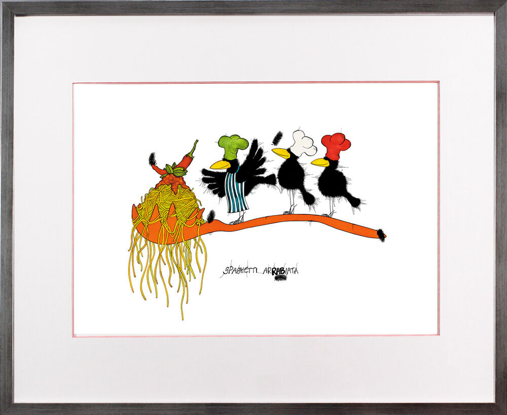 Michael Ferner - Spaghetti Arrabiata - Original Pigmentgrafik handsigniert