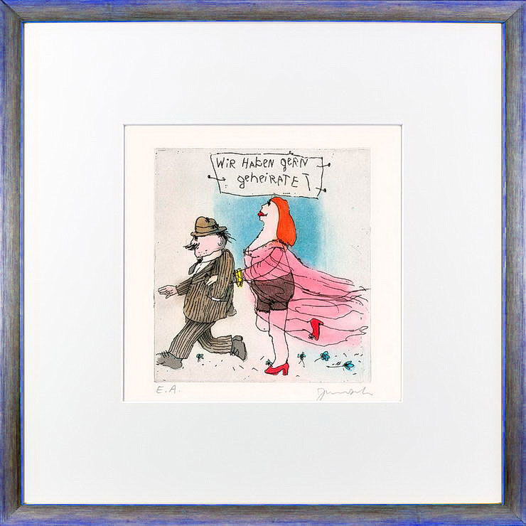 janosch-wir-haben-gern-geheiratet-gerahmt-kunst-radierung janosch-wir-haben-gern-geheiratet-gerahmt-kunst-radierung