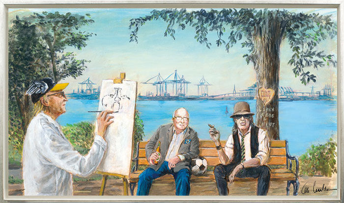 Otto Waalkes - HAMBURGER LEGENDEN - Uwe Seeler und Udo Lindenberg original Pigmentdruck auf Leinwand Otto Waalkes - HAMBURGER LEGENDEN - Uwe Seeler und Udo Lindenberg original Pigmentdruck auf Leinwand