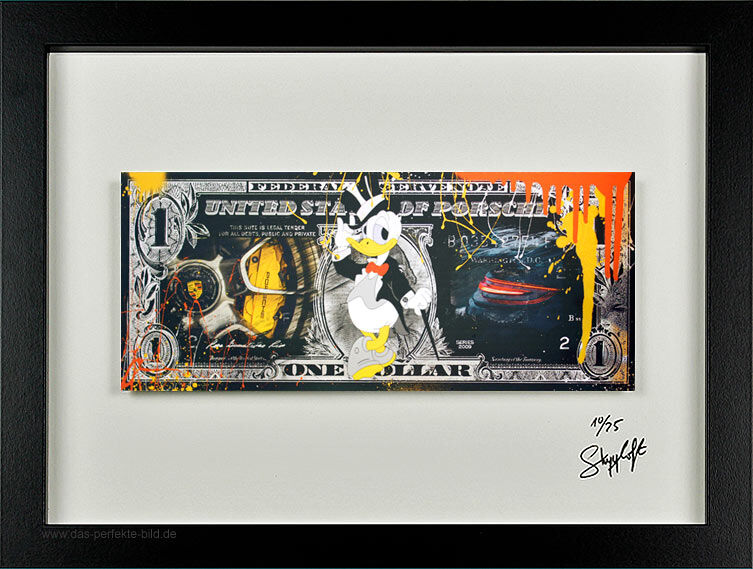 SKYYLOFT - Porsche Donald Duck Smoking Dollar - gerahmt