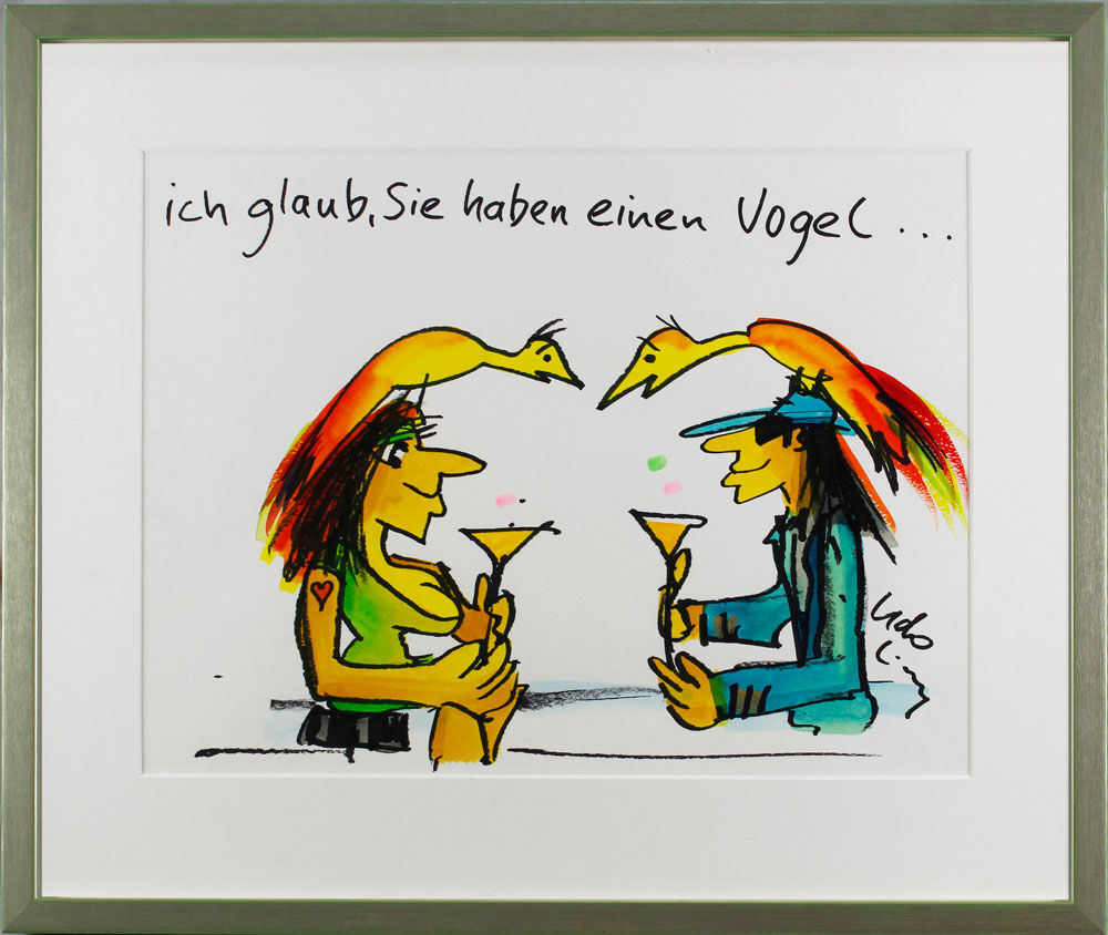 Udo-Lindenberg-Unikat-Ich-glaub-Sie-haben-einen-Vogel-gerahmt