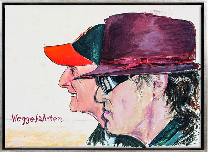 Otto Waalkes Bilder - WEGGEFÄHRTEN - Original Pigmentgrafik auf Leinwand