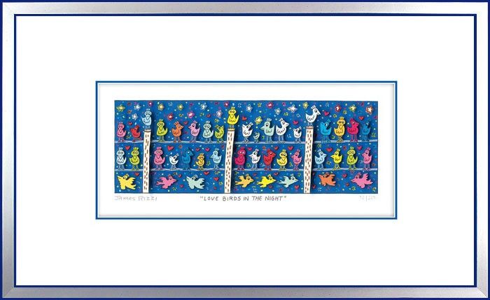 james-rizzi-love-birds-in-the-night-gerahmt-kunst-3d james-rizzi-love-birds-in-the-night-gerahmt-kunst-3d