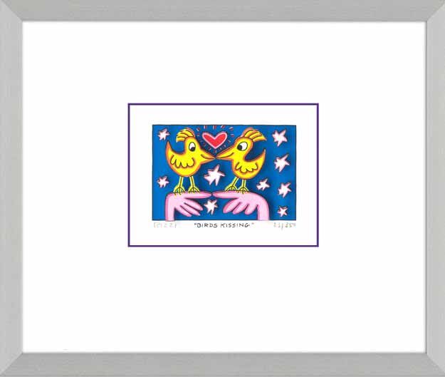 james-rizzi-birds-kissing-violett-gerahmt