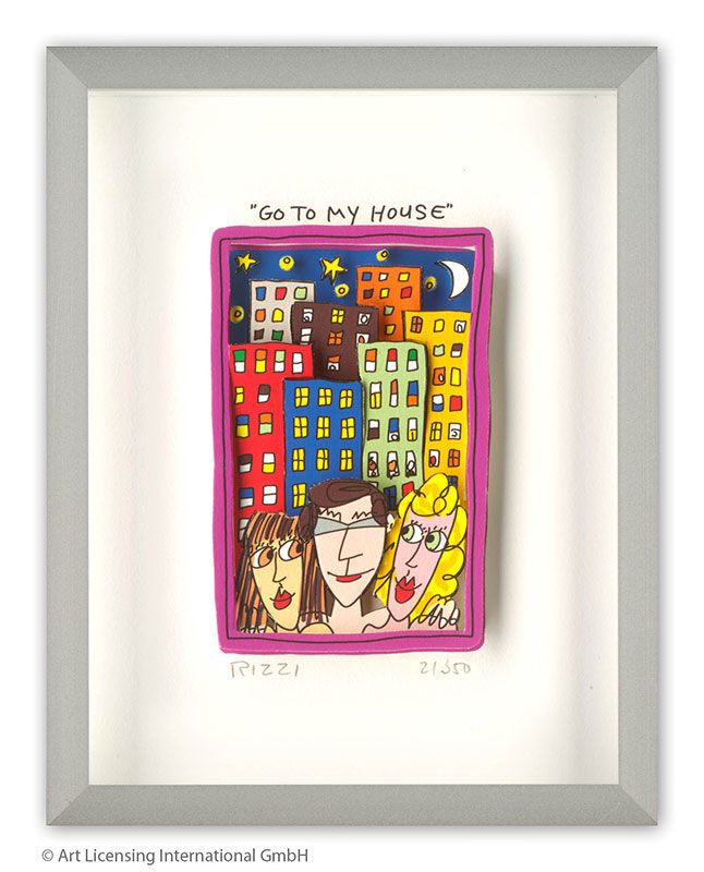 james-rizzi-go-to-my-house-gerahmt-kunst-3d james-rizzi-go-to-my-house-gerahmt-kunst-3d