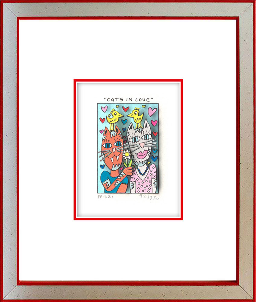 james-rizzi-cats-in-love-silber-rot-gerahmt james-rizzi-cats-in-love-silber-rot-gerahmt