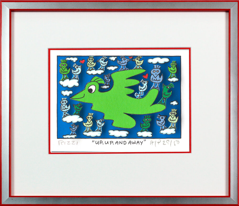 james-rizzi-up-up-and-away-rot-PP-rahmen-silber-rot