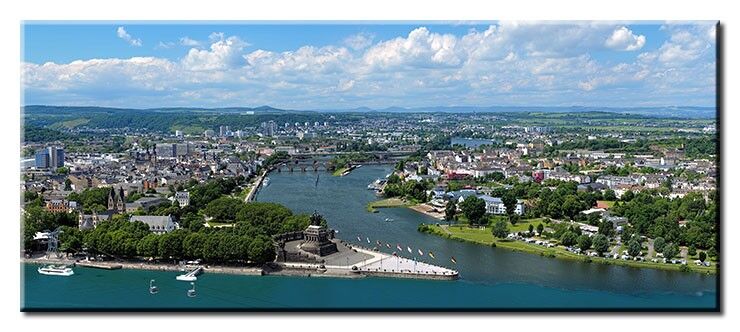 Koblenz Deutsches Eck Panorama Leinwandbild Koblenz - Deutsches Eck Panorama - Leinwandbild