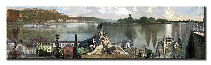 Koblenz Panorama Collage Leinwand Bild