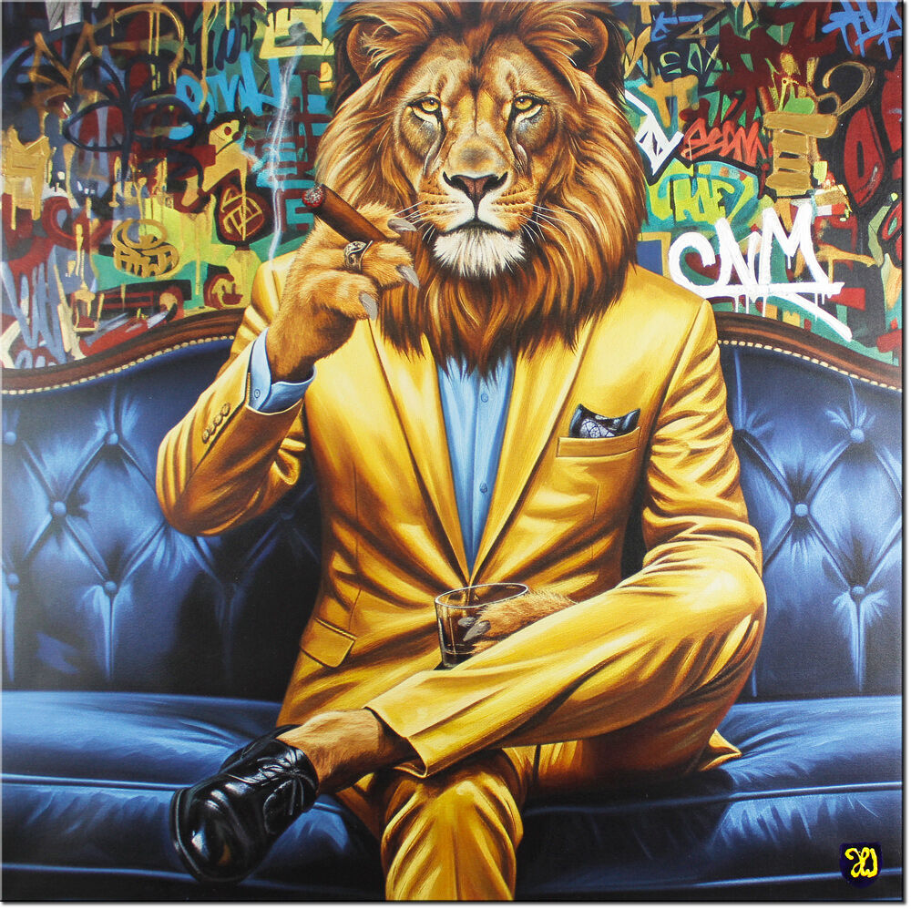 jay-weller-pop-art-business-lion-leinwandbild