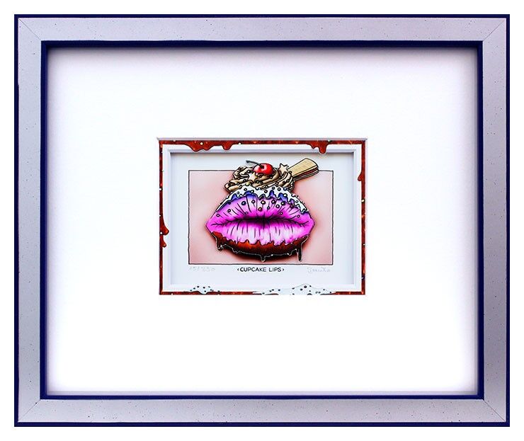 Branko CUPCAKE LIPS gerahmt Branko - CUPCAKE LIPS - Original 3D Bild handsigniert