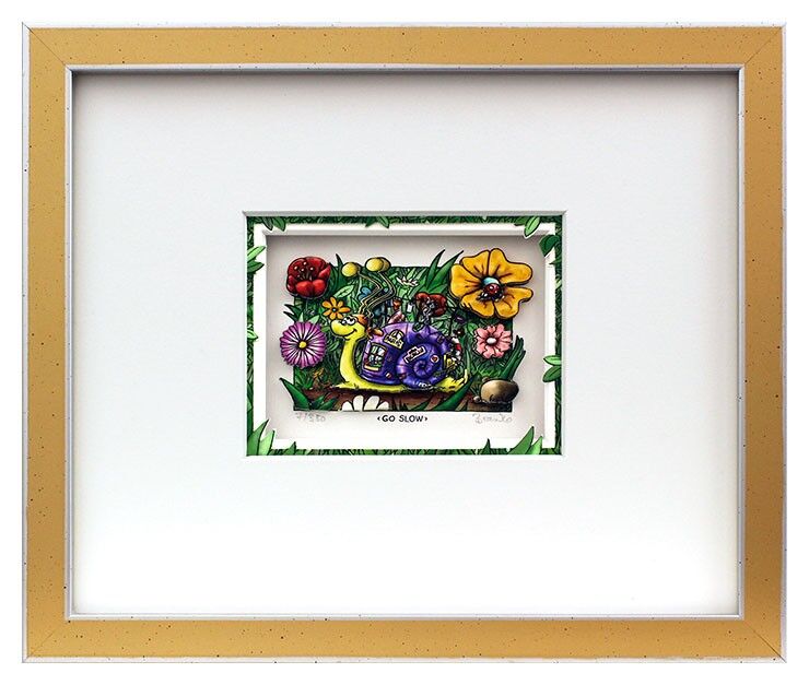 Branko GO SLOW gerahmt Branko - GO SLOW - Original 3D Bild handsigniert